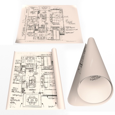 haus blaupausen einstellen entwurf architektur design projekt planen zeichnung architekt papier structur gebäude 3d modell 3d print model - Mito3D