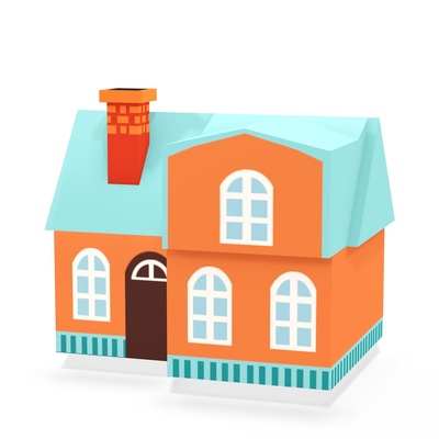 casa criança infantil pré escola brinquedo 3d modelo crianças cidade desenho animado construção 4 3d print model - Mito3D