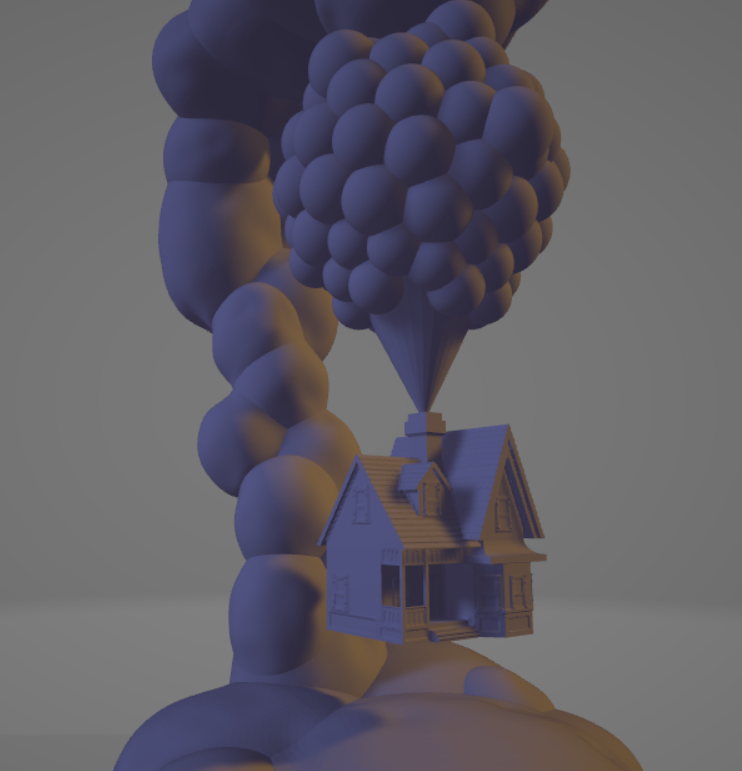 house la-haut suspended cloud home top disney pixar balloon art deco flight supendu 3D print model - Mito3D