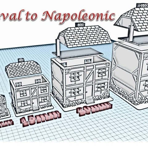 house 4 medieval wargame napoleon warhammer town building scenery diorama 3D print model - Mito3D