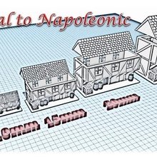6 evi Ortaçağ Napolyon wargame warhammer şehir bina sahne diorama 3d print model - Mito3D