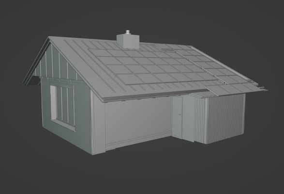 house photovoltaics stl file digital woodhouse wood photovoltaic panels visualization prop 3d print model - Mito3D