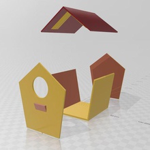 maison en deux partie, la mésange à tête noire sans soutien d'oiseaux mesange 3d print model - Mito3D