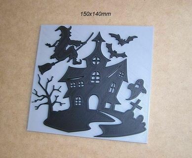 maison sorcières halloweenxcults Halloween concours sorcière citrouille chauve souris balai nuit obscurité 3d print model - Mito3D