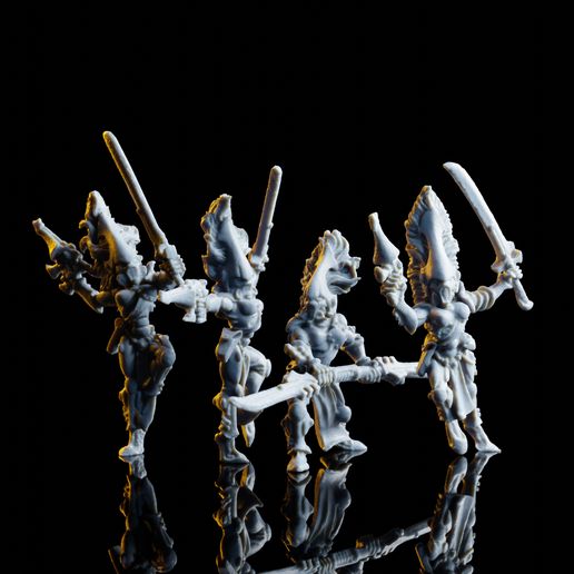 howling banshees exarch proxy pack 28mm wargaming tabletop space elf eldar aeldari warhammer 40k banshee squad miniature stl builder 3D print model - Mito3D