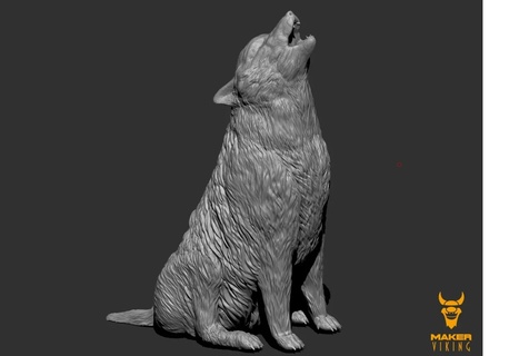 howling wolf animal art 3d print model - Mito3D