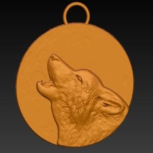 howling wolf moon jewelry pendant gold heart silver keychain 3d print model - Mito3D