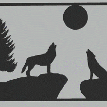 howling wolves door wall decoration mountains easy print ender house 3d print model - Mito3D