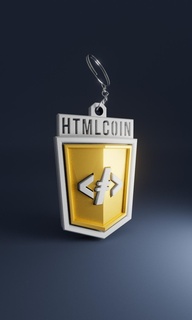 HTMLcoin anahtarlık takı html kripto para bitcoin 3d print model - Mito3D