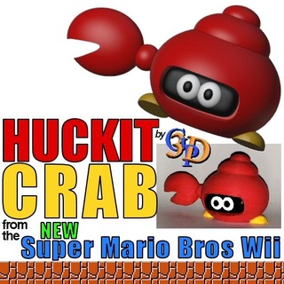 huckit crab new super mario bros wii nintendo video game enemy Game claw crustacean animal brothers luigi nes 3d figure character toy 3d print model - Mito3D