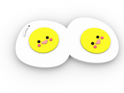 Huevos frito colgante brincos colarinho Kawaii Joyeria 3d print model - Mito3D