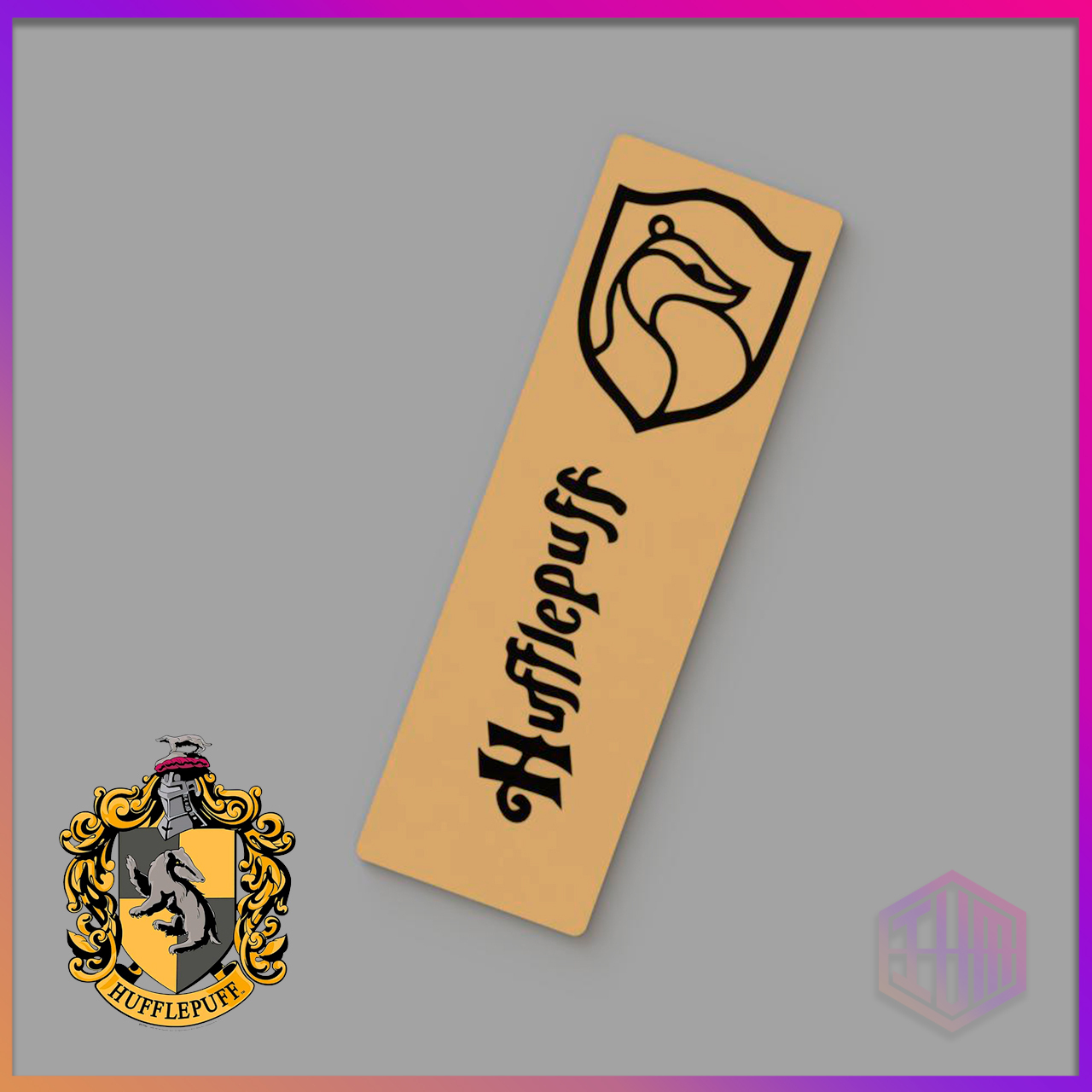 hufflepuff bookmark - harry potter bookmarks separator hogwarts slytherin ravenclaw gryffindor houses magic magicians books reading 3D print model - Mito3D