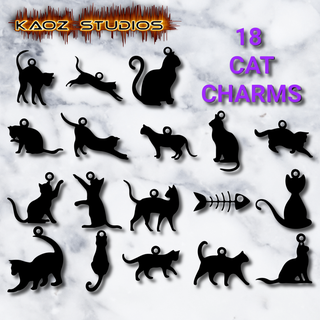 huge pack cat charms 18 pieces jewelry necklace pendant keychain bundle set lot kitten feline realistic charm jewellery jewelery earrings lovers animal halloween free holiday 3d print model - Mito3D