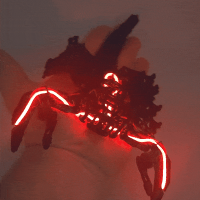 câlins mecha scorpion mécanique électrique souple articulé insecte tenailles griffes dard robot d'exploration leds terrifiant 3d print model - Mito3D