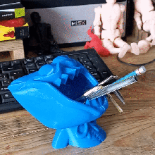abraço ondulado caneta organizador jogos papoula brincar lápis suporte caixa 3d print model - Mito3D
