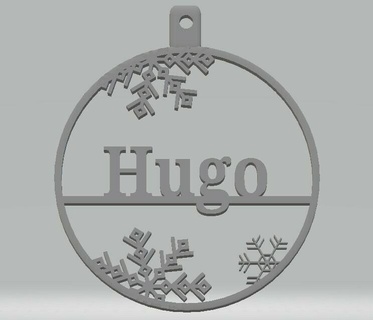 hugo personnalisé babiole Accueil maison noel brûler Noël 3d print model - Mito3D