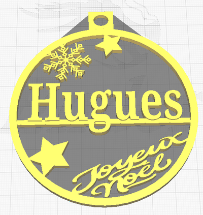 hugues christmas bauble ornament noel no l ball first fir decoration fete party star 3d print model - Mito3D