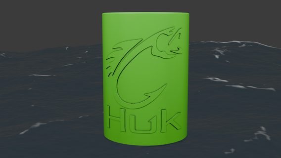 huk fishing logo beer koozie 3d print model - Mito3D