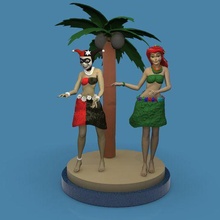 hula doll harley poison ivy dc quinn batman joker hawaii 3d print model - Mito3D