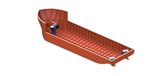 Rumpf Kran Schiff Modell fährt Boot rc Off Shore Dock 3d print model - Mito3D