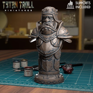humano xadrez torre pre supported bispo conjunto miniaturas bustos fantasia masmorras dragões minis tytantroll patreon 3d print model - Mito3D