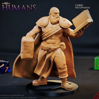 human cleric 2 miniature - pre-supported game dragons dungeons mini rpg warrior character 3dprinting enemy boardgame tabletop dnd pathfinder npc ttrpg 5e supported epicsnstuffs 3d print model - Mito3D