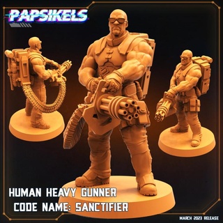 human gunner code name sanctifier muscle marine minigun bald colonial 3d print model - Mito3D
