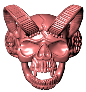 human head horns ring 3d print model - Mito3D