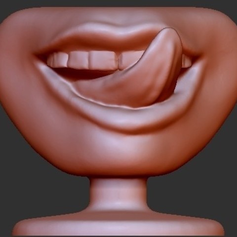 humanos, lamiéndose los labios art humanos lengua humana boca scupture 3D print model - Mito3D