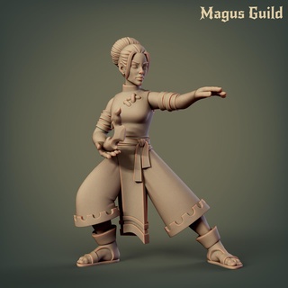 human monk female mg43 dragons dungeons fantasy dnd d&d sigmar aos miniature tabletop lady frostgrave mini npc 5e villager pathfinder medieval character 3d print model - Mito3D