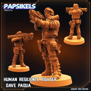 Humain résistance combattant Dave Padoue soldat 3d print model - Mito3D