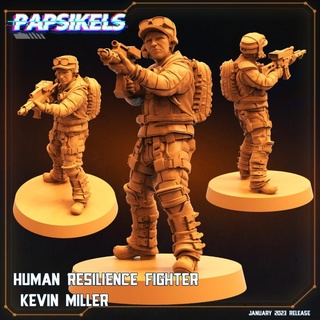 Humain résistance combattant Kevin meunier soldat fusil 3d print model - Mito3D