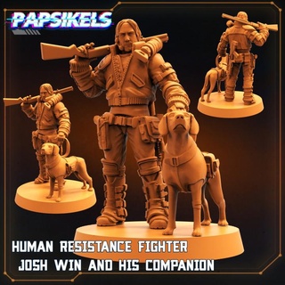 humano resistencia combatiente Josh ganar compañero perro Juan 3d print model - Mito3D