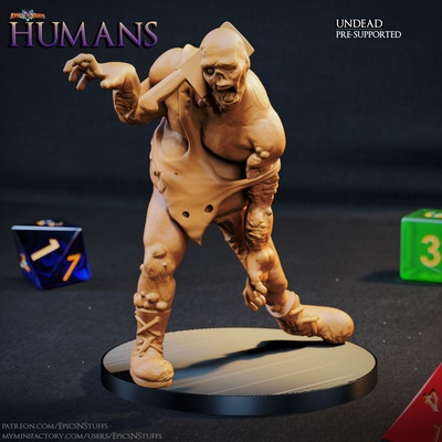 human undead miniature - pre-supported game dragons dungeons mini rpg character 3dprinting enemy boardgame tabletop dnd pathfinder berserker npc ttrpg 5e supported epicsnstuffs 3d print model - Mito3D