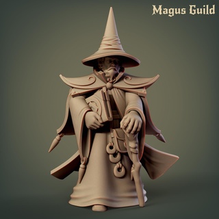 humano mago mg28 héroe dragones mazmorras fantasía dnd d sigmar aos miniatura mesa magia anciano brujo Warcraft hechicero gremio 3d print model - Mito3D