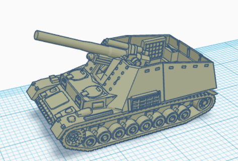 hummel alemán móvil artillería llamas guerra 1 100 escala fácil impresión fow armadura eje 3d print model - Mito3D