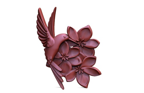 hummingbird cnc 23 1 bird art relief aspire artcam flower 3d print model - Mito3D