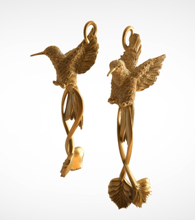 colibri boucles d'oreilles 3d print fichier colibris hummingbirds earrings face cad file 3dprint model jewelry birds locket bird faced oiseau 3d print model - Mito3D