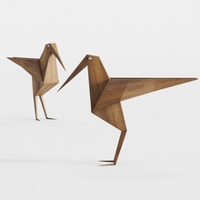 beija-flor a arte origami madeira de baixa contagem polígonos 3d print model - Mito3D