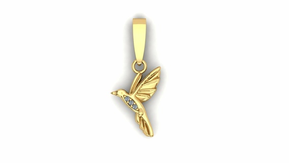 colibri pendentif bague bijoux or argent élégant 3d print model - Mito3D