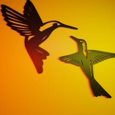 colibríes cuadro arte colibries stl pared retrato paz amor artista 3d print model - Mito3D