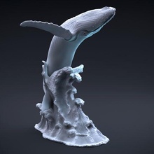 jorobado ballena saltar destinado 3d impresión Arte marina animal mamífero escultura submarino agua Oceano mar estatua naturaleza criatura miniatura 3d print model - Mito3D