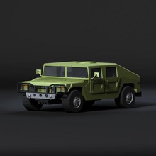 düşük Hummer 3d model-poli model çeşitli askeri hummer kamyon araç yeşil ordu tekerlek ulaşım araba ağır offroad savaş 3d print model - Mito3D