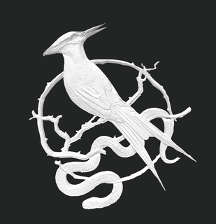faim Jeux 2023 ballade oiseaux chanteurs serpents logo badge art oiseau moqueur serpent chanteur 3d impression résine mur aimant porte clés symbole signe Jennifer Lawrence Katniss 3d print model - Mito3D