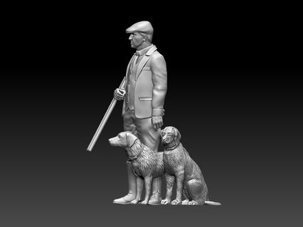 cacciatore cane fucile caccia miniatura Stampa statua pistola scultura 3d print model - Mito3D