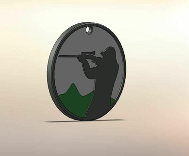 hunter keychain key ring hunting weapon deer 3d print model - Mito3D