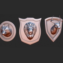 avcı kupalar aslan geyik Kurt dekorasyon hayvanlar Huntertrofiler mobilya 3d print model - Mito3D