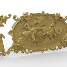 scena di caccia alci cervi cavallo arte 3d print model - Mito3D