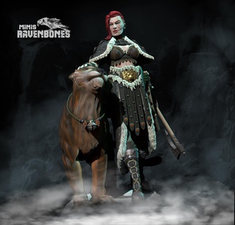 huntress axe female pet spear woman hunter dispay toy 3d print model - Mito3D