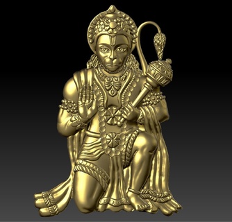 umano libbra anjaneya maruti bajrangbali Rudra pendente medaglione 3d print model - Mito3D